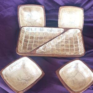 Gibson Cream and Brown Geometric Dish Set